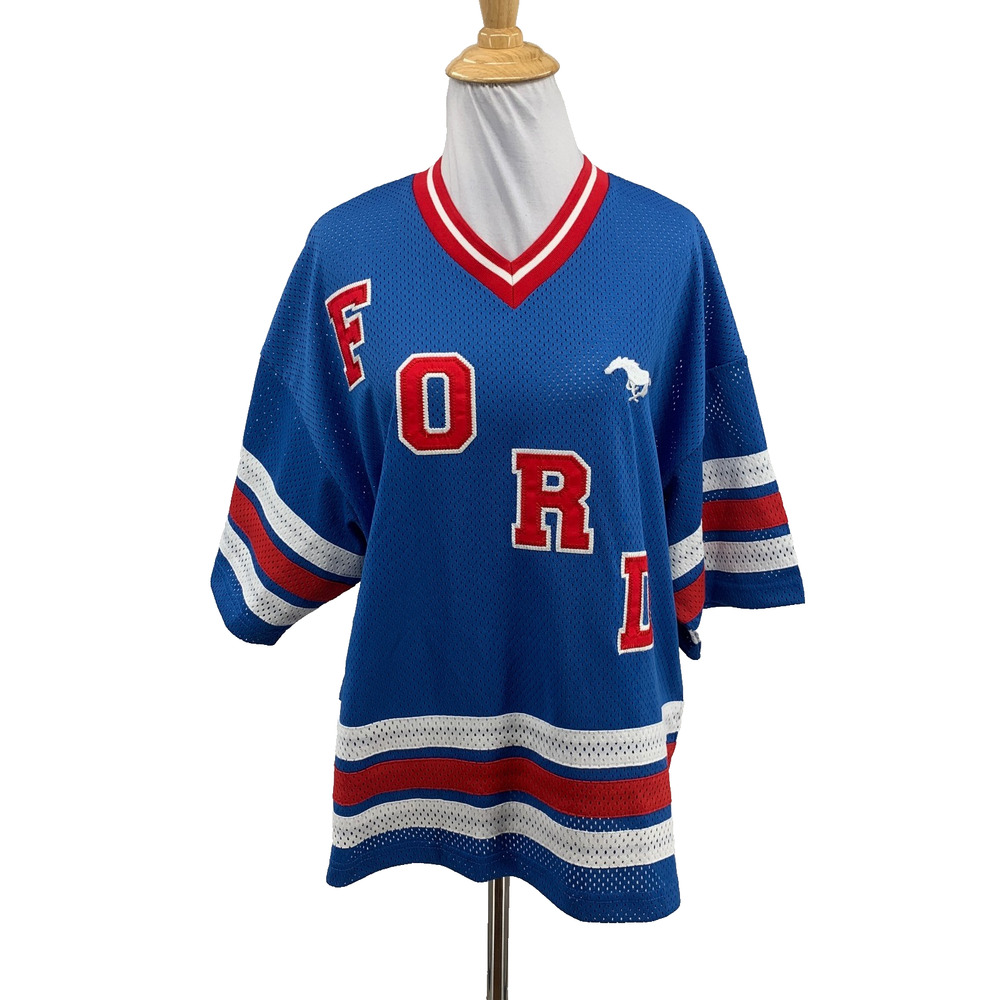 Pacsun Jersey Womens M Medium Blue Red Ford Ranger Embroidered Mesh Oversized